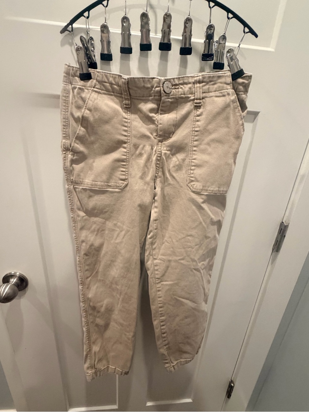 1822 Denim Utility Pants Womens 4 Khaki Beige Stretch Patch Pocket Straight Leg